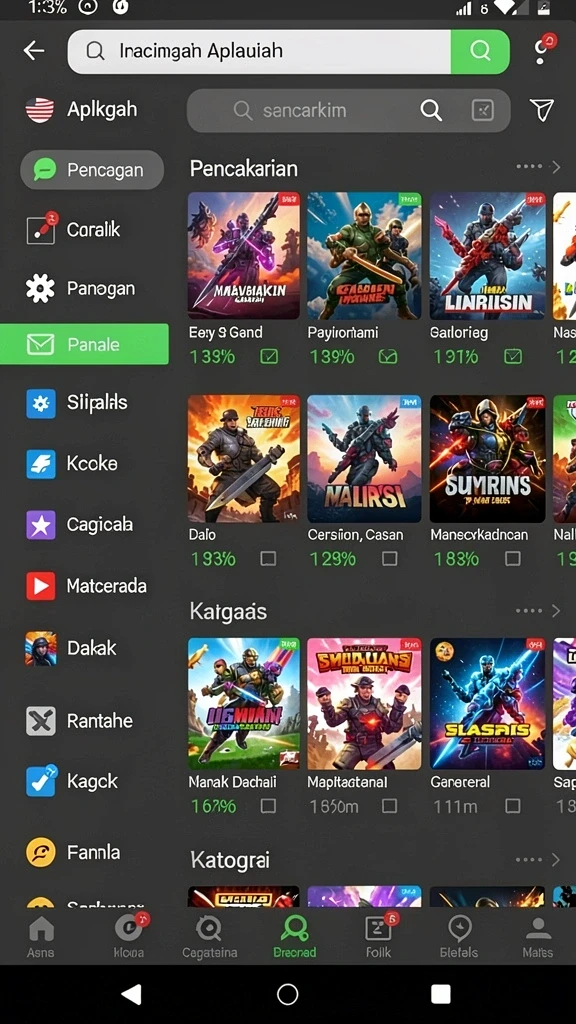 Tangkapan layar kedua memperlihatkan grafis menawan di dunia 9ET.